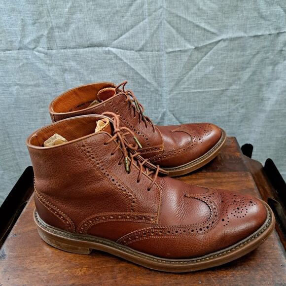 Florsheim by Duckie Brown Wingtip Dress Boots Brogue Leather Mens size 10 D - Picture 3 of 13